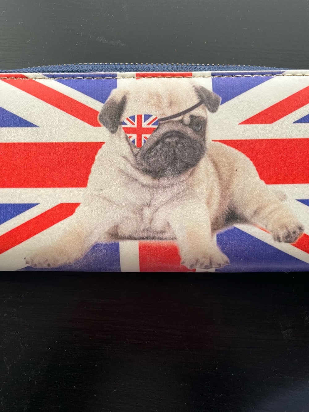 Pug Union Jack Zip Wallet - Red, Blue & White